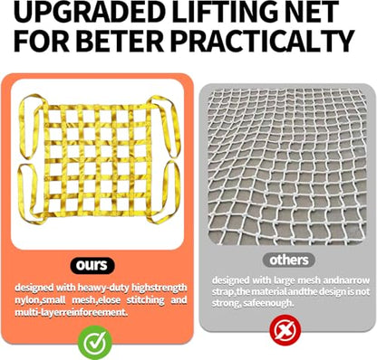 4.92' x 4.92' Heavy Duty Cargo Lifting Net, Yellow - color: Yellow, size: 4.92'X4.92'