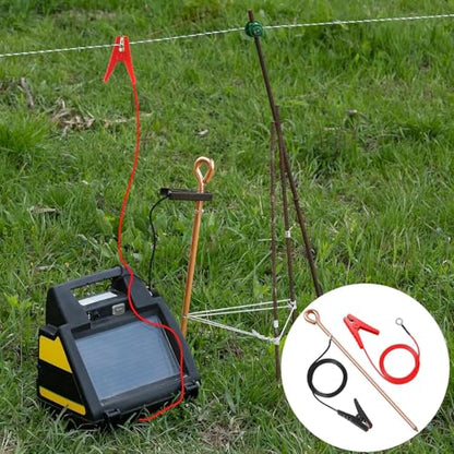 Electric Fence Wire Connect The Energizer and Electric Fence Charger Solar Fence Charger Solar Powered Electric Fence, Solar Electric Fence (6FT(Wire+Grounding Rod)) - style: 6FT(Wire+Grounding Rod)