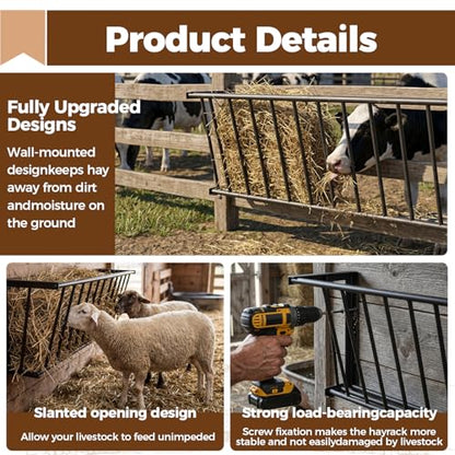 Lesolar Hay Feeder for Goats,40''Length/25 Gallon Hay Rack