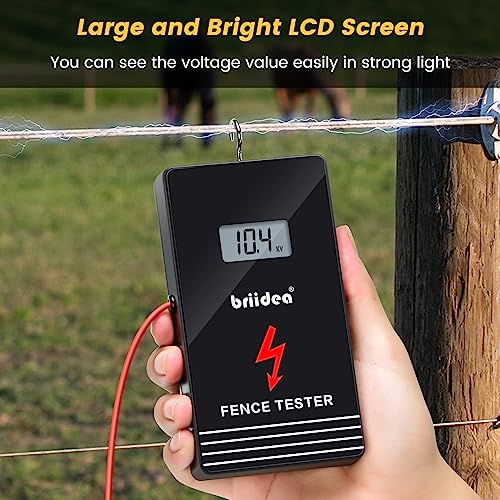 Electric Fence Tester, briidea 300V-15000V Electric Fence Voltage Tester with LCD Large Display & Low Battery Reminder, Designed for Your Fence Voltage Troubleshooter, Portable & Easy to Use (MK-034)