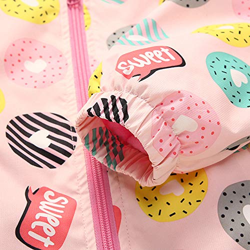 Girls Rain Jacket, Windbreaker Kids Raincoat Waterproof Zip Jacket with Fleece Liner - color: Pink, size: 6
