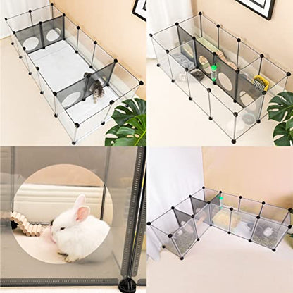 DINMO 18 Panels Bunny Playpen, Game Holes Design, 61.4 x 25.4 x 16.4 inches - style: Plastic-18 panels
