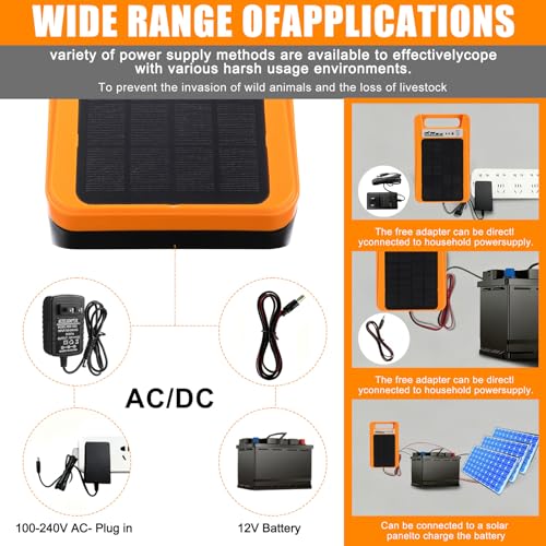 MorningRo 10 Miles Solar Electric Fence Charger Output 0.2J Portable Solar Fence Charger 24h Uninterrupted Protection with Rechargeable Powered Panel that can Work for Garden 14 Days Without Sunlight