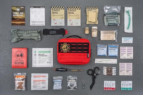 RHINO RESCUE Vehicle IFAK Trauma Kit with CAT Tourniquet Red - color: Red, size: Car Headrest Pack