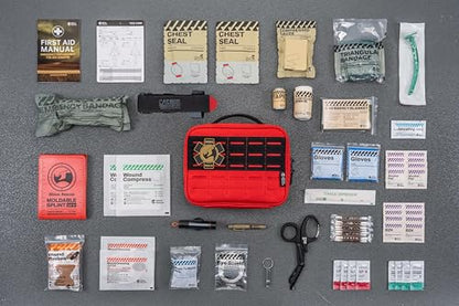 RHINO RESCUE Vehicle IFAK Trauma Kit with CAT Tourniquet Red - color: Red, size: Car Headrest Pack