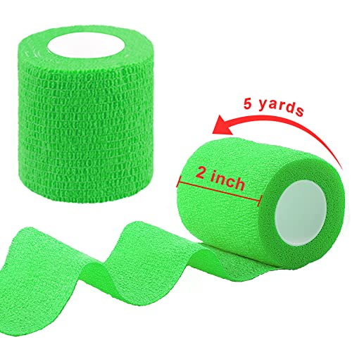 BQTQ 40 Rolls Self Adhesive Bandage Wrap 2 inch Self Adherent Tapes(Green) - color: Neon Green, size: 2 Inch