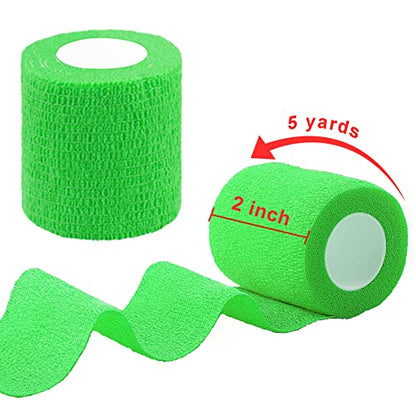 BQTQ 40 Rolls Self Adhesive Bandage Wrap 2 inch Self Adherent Tapes(Green) - color: Neon Green, size: 2 Inch