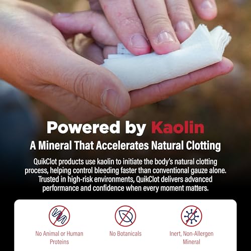 QuikClot Kaolin Clotting Gauze, 2' - size: 3 in x 2 ft