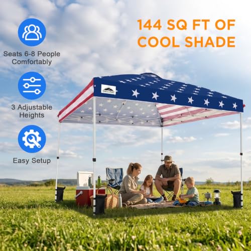 EAGLE PEAK 12x12 Pop Up Canopy Tent Easy Up Canopy Outdoor, American Flag - color: American Flag, size: 12x12