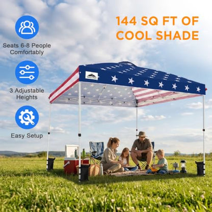 EAGLE PEAK 12x12 Pop Up Canopy Tent Easy Up Canopy Outdoor, American Flag - color: American Flag, size: 12x12