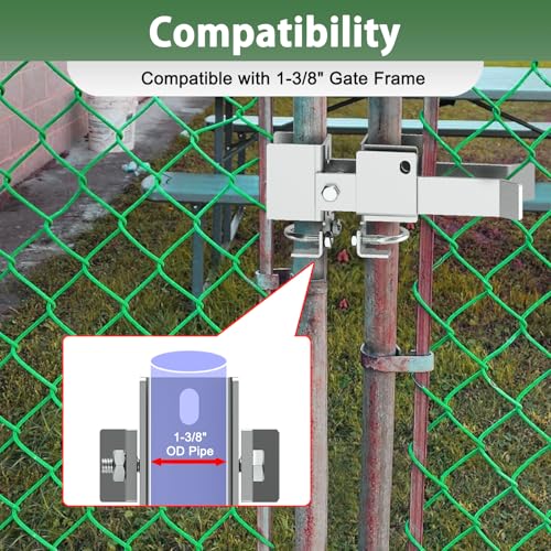 Chain Link Fence Double Gate Latch Residential Strong Arm Double Gate Latch - size: For 1-3/8" Gate Frames