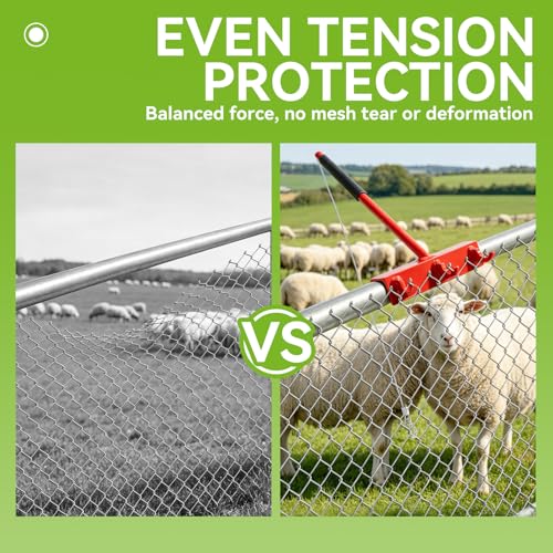 Heavy Duty Chain Link Fence Top Rail Stretcher Tool with 3 Hooks - color: Red