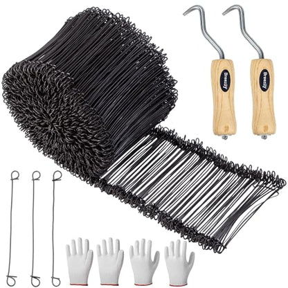 500pcs Rebar Wire Bar Ties, 6" Double Loop, 16 Gauge - Reinforcing Steel Bar Ties with Wooden Grip Handle for Concrete Construction,1 Gloves (500pcs with Wire Tie Twisters) - size: 500pcs with Wire Tie Twisters