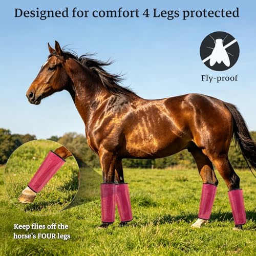 Mesh Horse Fly Boots, Pink, Set of 4 - color: Pink