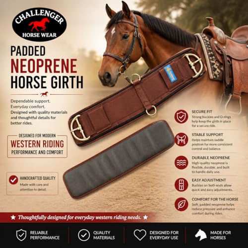 CHALLENGER Horse Western Straight Girth Straight Cinch Neoprene Non-Slip Tack Brown 9765BR - size: 28"