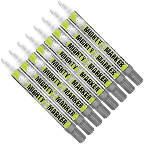 PM-15 Industrial Paint Marker - Xylene Free Permanent Paint Pens for Metal, Glass & Non-Porous Surfaces - 10ml - 2.3mm Bullet Tip - Quick Dry, High Opacity - 8 Pack (Silver) - color: Silver