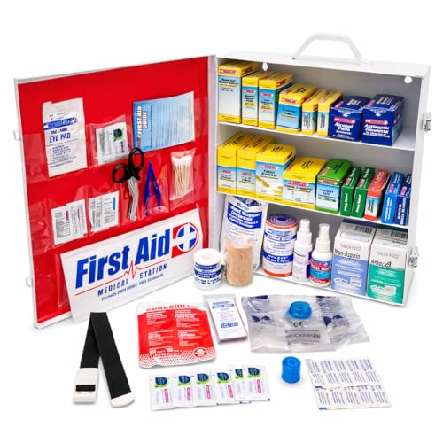 Rapid Care First Aid 80098 3 Shelf All Purpose First Aid Kit Cabinet, Class A+, Exceeds OSHA/ANSI Z308.1 2015, Wall Mountable - size: 3 Shelf, style: Class A+ OSHA/ANSI 2015