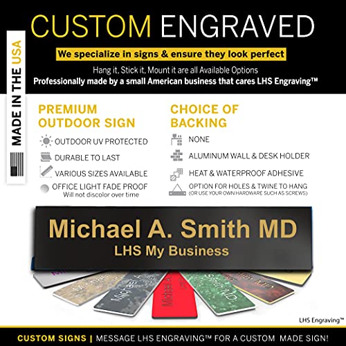 Custom Engraved Office Door Name Plate & Desk Signs, Black, 2x4 - color: B3 - Polished Black & Gold Lettering, size: 2in x 4in (5.1cm x 10.1cm)