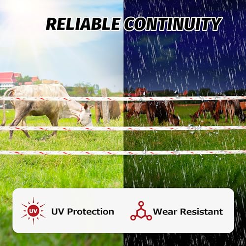 Electric Fence Braided Wire, 1312 Feet, 4mm Diameter, Strength 200kg, Red - color: Red
