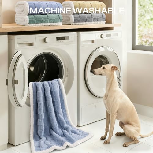 Luciphia Waterproof Dog Blanket, Reversible Fleece & Sherpa, Couch Cover - color: Creamy Blue, size: Small(40x28 inch)