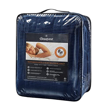 Beautyrest Heated Blanket Twin, Micro Fleece Electric Blanket, Navy - color: Navy, size: Twin