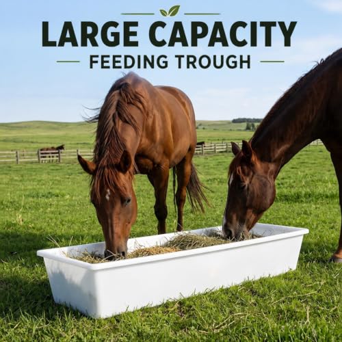 Geelin 4 Pcs 12 Gallon/48 Quart Plastic Livestock Water Trough, White - color: White, size: 12 Gallon/48 Quart