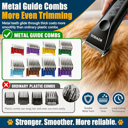 Professional Dog Grooming Clippers, Cordless Pet Hair Clipper - color: Black