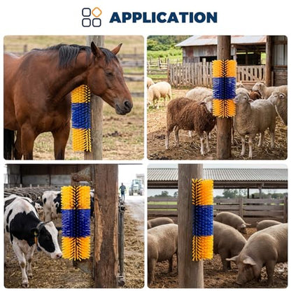 2Pcs Livestock Scratching Brush, Fence Mounted