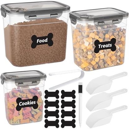 ZooZoo Dog Treat Container, Airtight Pet Food Storage, BPA-Free, 3 Pack