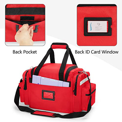 Damero Professional Medical Bag Empty, First Responder Trauma Bag, Red - color: Red