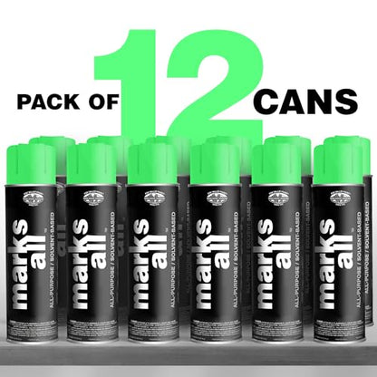 Fox Valley 17oz Marks All Solvent-Based Paint 12-Pack, Green Fluorescent - color: Green Fluorescent