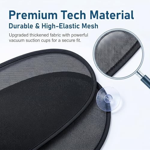2 PCS Car Window Sun Shades, Suction Cup Side Window Sunshade, Rays Glare Mesh Sun Visor Blocker, Universal Driver Passenger Rear Side Interior Accessory (Black)