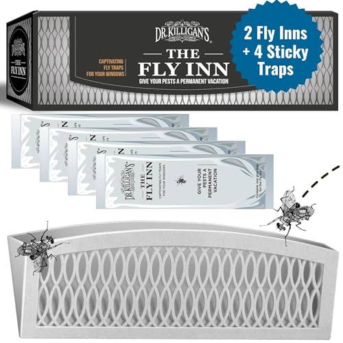 Dr. Killigan's Sticky Window Fly Traps Indoor, 2 Traps + 4 Inserts