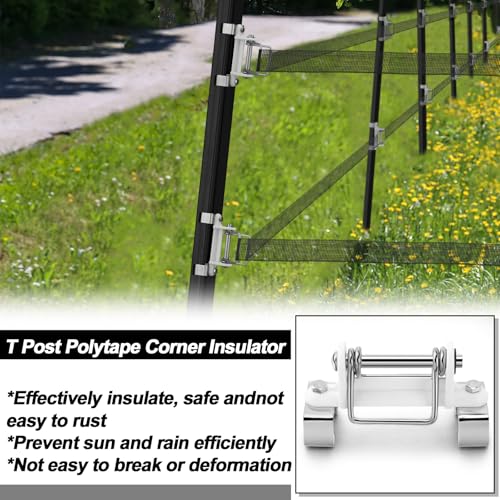 Blulu 20 Pcs T Post Polytape Corner Insulator, Electric Fence Insulators
