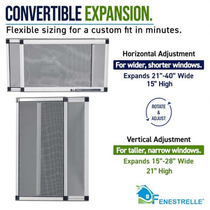 Fenestrelle Expandable Window Screen, 15″ H × 21″–40″ W Horizontal, 2-Pack - size: Medium (15" H x 21"-40" W)