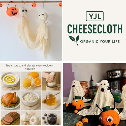 YJL Organic Cheese Cloth Unbleached Cotton for Straining Extra Fine 6 Yards