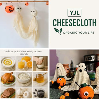 YJL Organic Cheese Cloth Unbleached Cotton for Straining Extra Fine 6 Yards