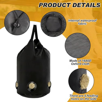 Heavy Duty Horse Hay Feeder Bag Slow Feed Hay Bag with Hanging Strap