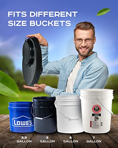 5 Gallon Bucket Lid with Pour Spout, Airtight Rubber Seal - Black - color: Black