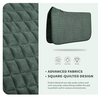 Tackmore All-Purpose Square Quilted Western Saddle Pad, Horse Saddle Pad - color: Green