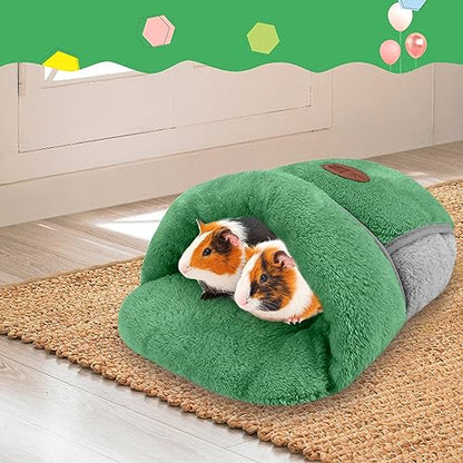YUEPET Guinea Pig Bed Cuddle Cave, Warm Fleece Hideout, Green - color: Green, size: 1PCS
