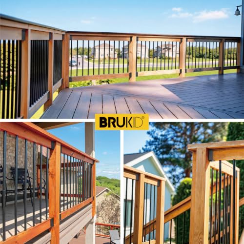 8Pcs Stainless Steels Deck Railing Bracket Connectors, for 2x4 (Actually 1 ½" x 3 ½") Wood Deck Railing Post to handrail Connection (Matte Black) - size: Parallel 0°
