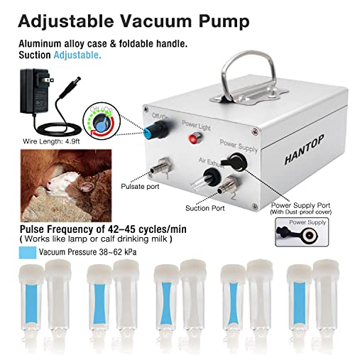 12L Goat Milking Machine, Plug-in Pulsation Pump Milker (Classic) | Hantop UnitedFarm, Speed Adjustable Pump, Auto Stop Check Valve, SUS304 Stainless Steel Bucket, Food-grade material - color: for Goat, size: 12L