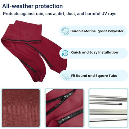 SavvyCraft Boat Bimini Top Cover Storage Boot, Burgundy 54"-60" W | Stern Light Cutout, UV & Fade Resistant, Waterproof, All-Weather Protection, Round & Square Frame Fit, Zipper Closure - color: Burgundy, size: 54"-60" W