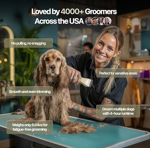 Hornet 5-in-1 Cordless Dog Clippers - Low Noise Pet Grooming, Grey | Precision trimmer for shaping and styling dogs and cats, with a detachable blade that adjusts across five cut settings