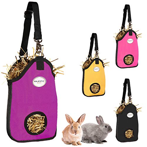 Majestic Ally Guinea Pig Hay Feeder – Rabbit Hay Feeder – Strong Nylon Wire Mesh Ventilated Feeder for Small Animals – 4 Lovely Colors and 2 Sizes– Easy to Use (1 Hole 12" x 8" x 2", Purple) - color: Purple, size: 1 Hole 12" x 8" x 2"