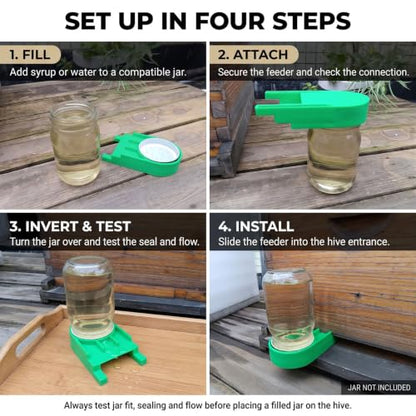 Bee Feeder, Entrance Feeders for Regular Mouth Mason Jars, 4 Pack