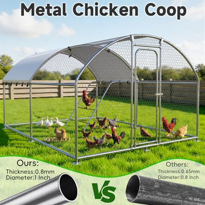 13x10 FT Large Metal Chicken Coop, Walk-in Poultry Run Pen | Waterproof Cover, Reinforced Metal Structure, Walk-in Chicken Run, Outdoor Poultry Cage for Ducks Hens Rabbits - size: 158.4"L x 120.0"W x 76.8"H