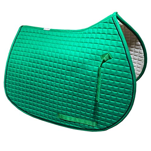Colorful Selection of All-Purpose English Saddle Pads for Horses (Kelly Green w/Black Trim)