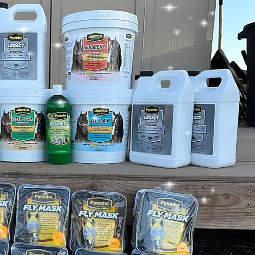 PYRANHA Legacy Fly Spray for Horses - Water-Based Long Lasting Fly Control Repels Horn, Deer, Horse, House, Stable, & Face Flies, Ticks, Mites, Mosquitoes, Gnats & Lice, 1 Gallon - size: 1 Gallon